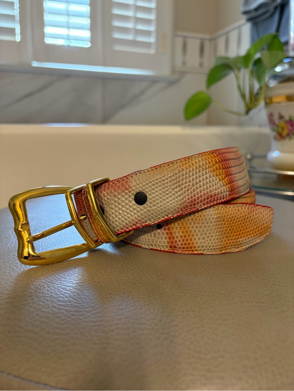 AMAZING Eileen Kramer Lizard Belt Desert Tones  Never Worn USA